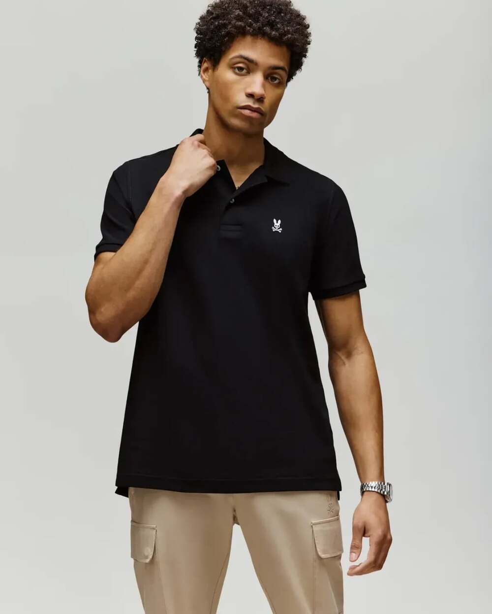 NWT Psycho Bunny Men's Classic Pique Polo Shirt Black Large